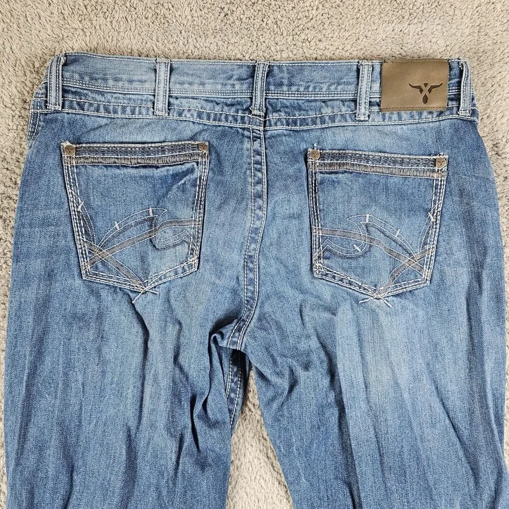 Wrangler 20X Jeans Mens 39x29 Blue Denim Distressed Work Ranch Western Cowboy